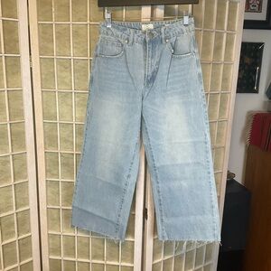 91 Cotton On Mid Wide Crop Jeans Light Wash Sz 2